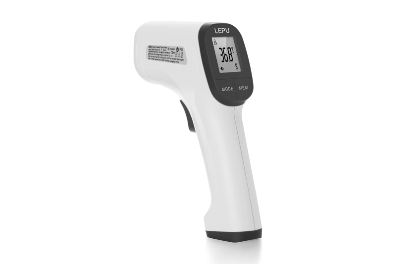 infrared thermometer on forehead